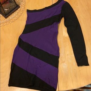 One shoulder long sleeve bodycon dress